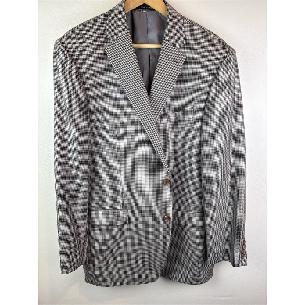 Lauren Ralph Lauren Men's Houndstooth Silk Wool Two Button Blazer- Size 46L